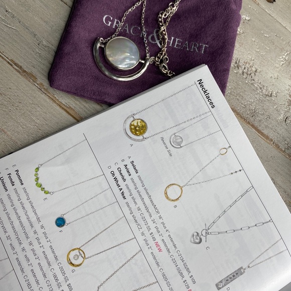 Grace & Heart G&H SOLARIS 16” PLUS 4” EXTEND NECKLACE .925 SS Pearl SS & BRASS - Picture 6 of 6